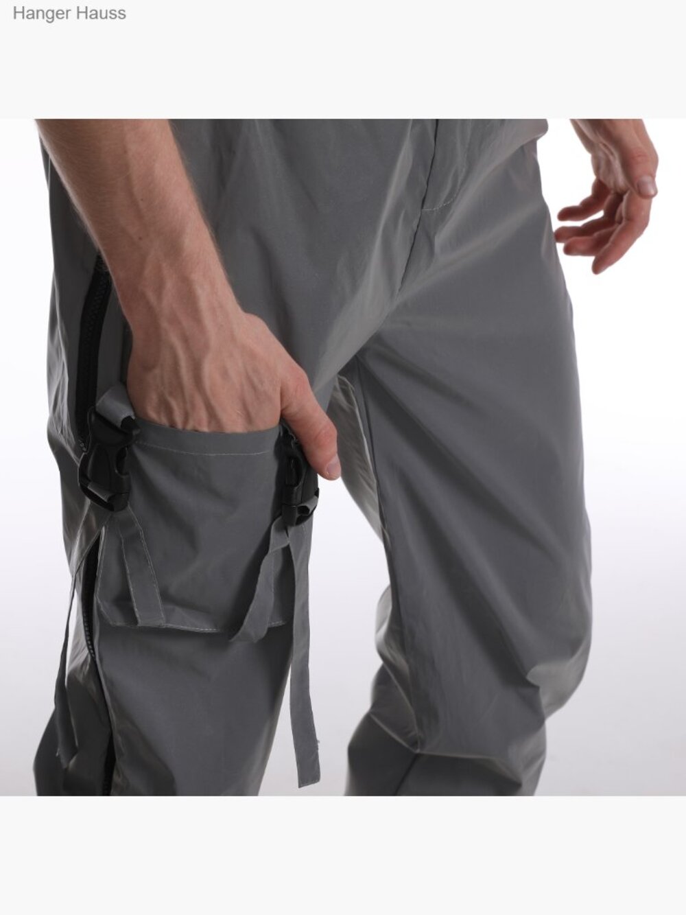 Men's Reflective Joggers with Zippered Pockets Breathable Rave Pants - Picture 7 of 7